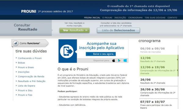 Mais de 8,5 mil estudantes receberão o benefício referente a janeiro.(Imagem:Página ProUni)