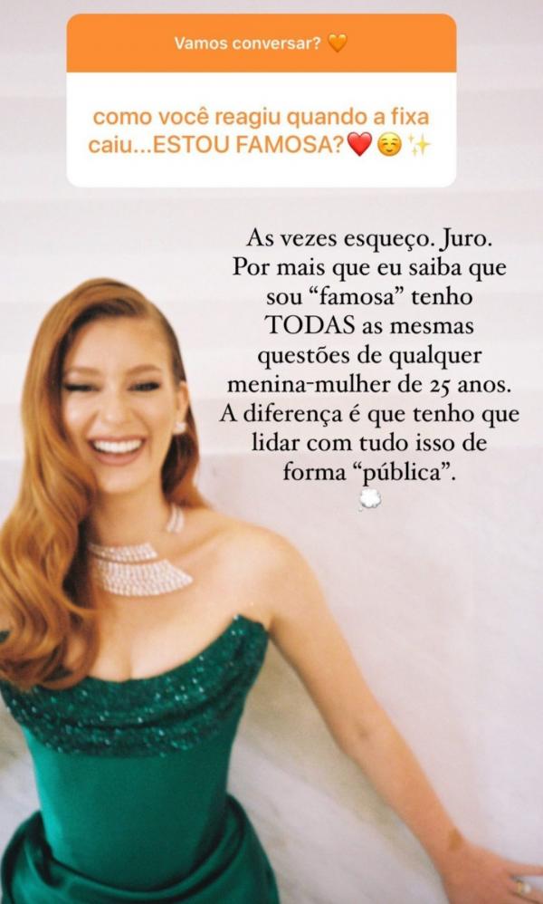 Marina Ruy Barbosa fala sobre fama.(Imagem:Reprodução / Instagram)