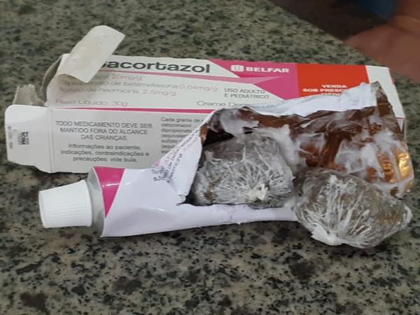 Drogas encontradas em tubos de pomada no Piauí.(Imagem:Sejus/PI)