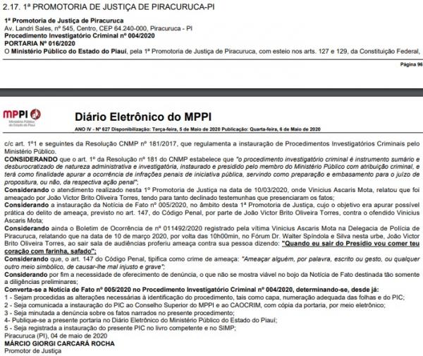 Homem é ameaçado após audiência no Piauí: ´´Vou comer teu coração com farinha, safado´´(Imagem:Reprodução)