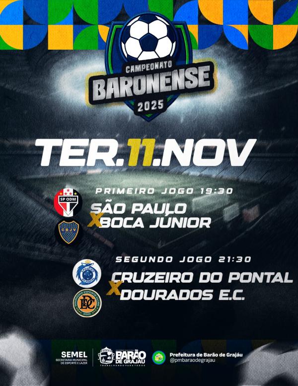 Campeonato Baronense 2025 segue com grandes emoções nesta terça-feira (11).(Imagem:Divulgação)