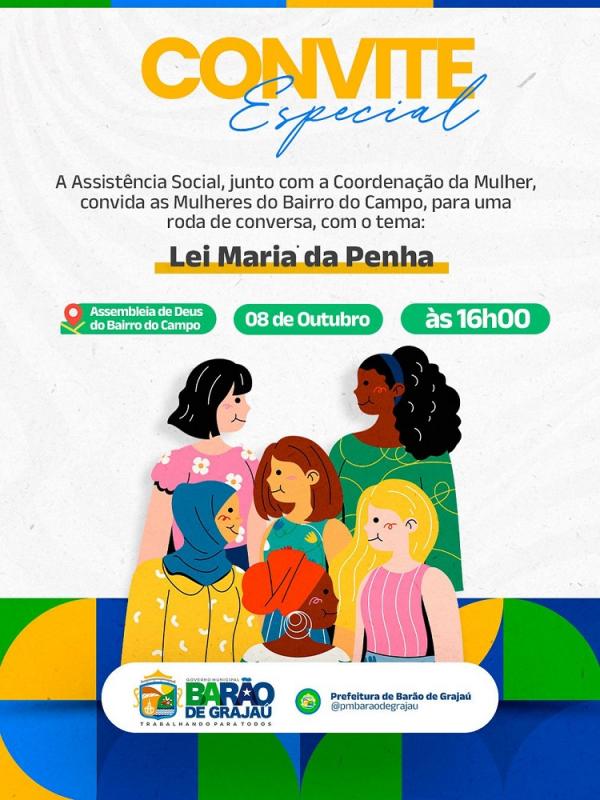 Prefeitura de Barão de Grajaú promove roda de conversa sobre a Lei Maria da Penha no bairro do Campo.(Imagem:Divulgação)