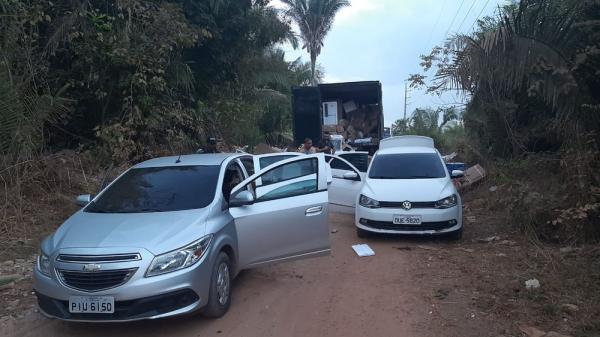 Bandidos invadem transportadora, fazem motorista refém e tentam roubar eletrônicos em Teresina.(Imagem:Divulgação/PMPI)