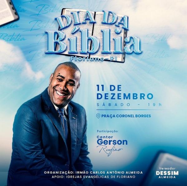 Dia da Bíblia em Floriano terá show gospel com o cantor Gerson Rufino(Imagem:Divulgação)