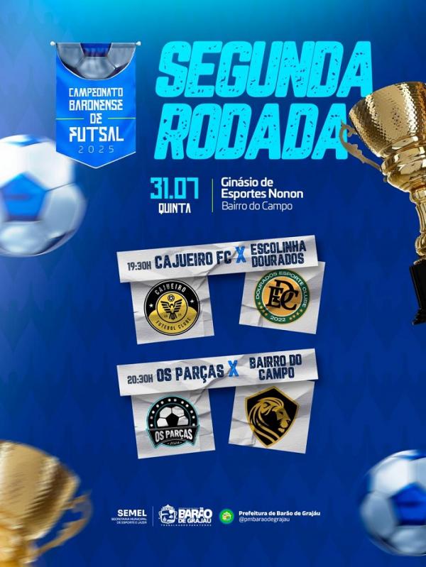 Campeonato Baronense de Futsal segue com a segunda rodada nesta quinta-feira (31).(Imagem:Divulgação)
