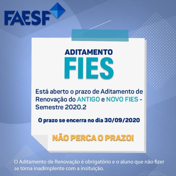 Aditamento de renovação do Fies semestre 2020.2(Imagem:Divulgação)