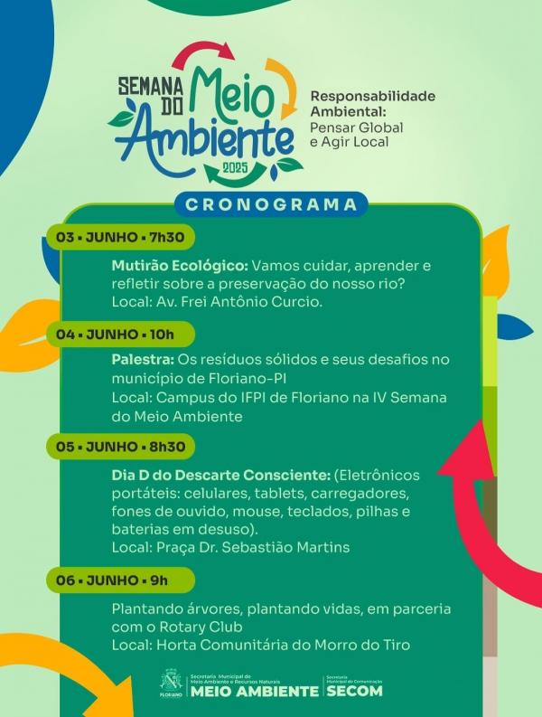 Floriano celebra a Semana do Meio Ambiente 2025 com ações de conscientização e sustentabilidade.(Imagem:Secom)