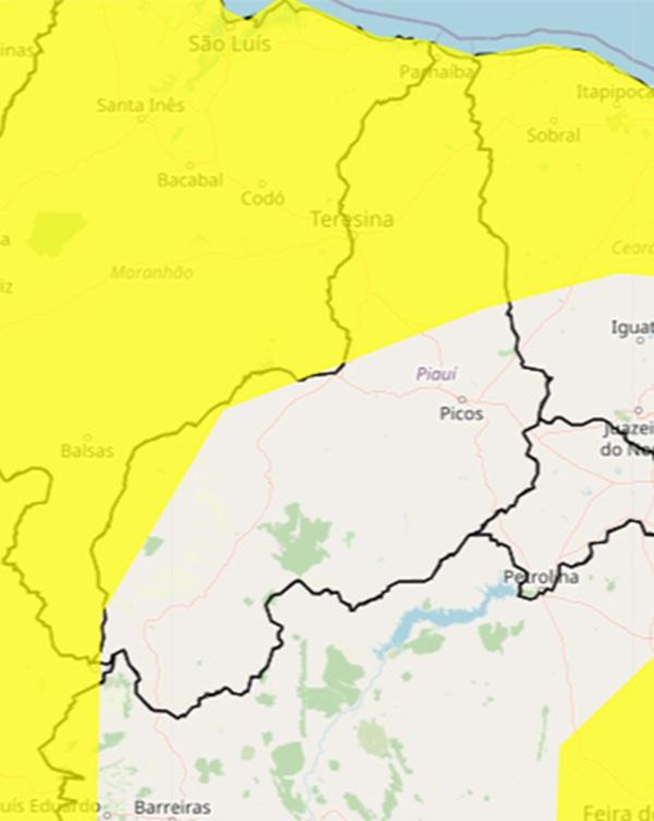 Inmet emite alerta de chuva para 102 municípios do Piauí(Imagem:Inmet)