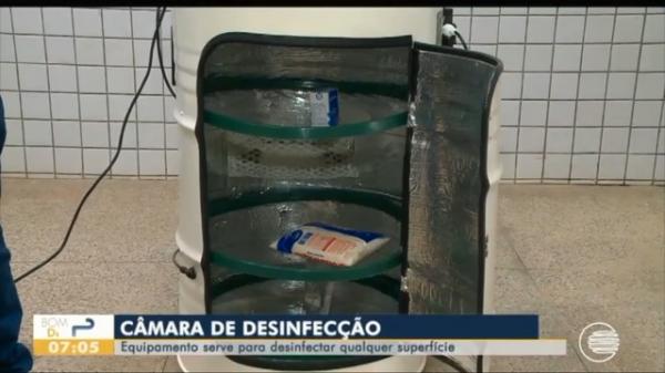 Câmara de desinfecção é desenvolvida por pesquisadores do IFPI.(Imagem:Reprodução /TV Clube)