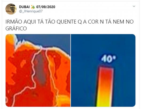 Previsão de calor de mais de 40°C para o Piauí no B-R-O bró vira piada nas redes sociais(Imagem:Reprodução)