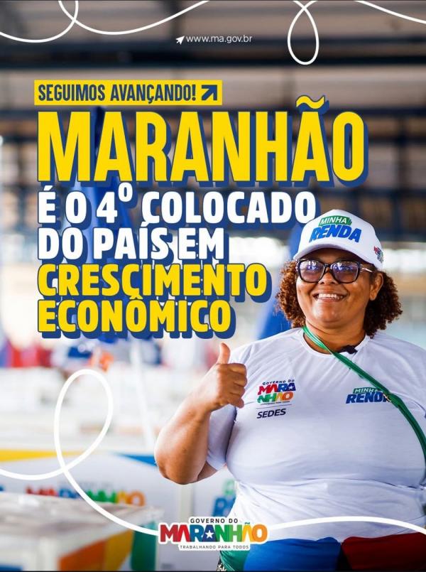 Maranhão conquista 4º lugar em ranking nacional de crescimento econômico(Imagem:Reprodução/Instagram)