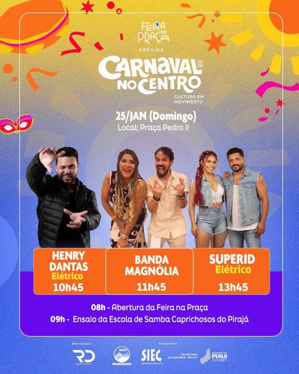 Henry Dantas, Banda Magn&oacute;lia e Superid El&eacute;trico animam Feira na Pra&ccedil;a neste domingo (25)(Imagem:Divulga&ccedil;&atilde;o)