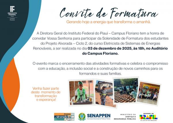 IFPI Floriano realiza solenidade de formatura do Projeto Alvorada ? Ciclo 2.(Imagem:Divulga&ccedil;&atilde;o)