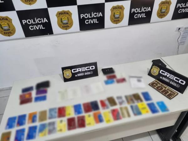Cartões apreendidos pela Polícia Civil do Piauí.(Imagem:Reprodução/PCPI)