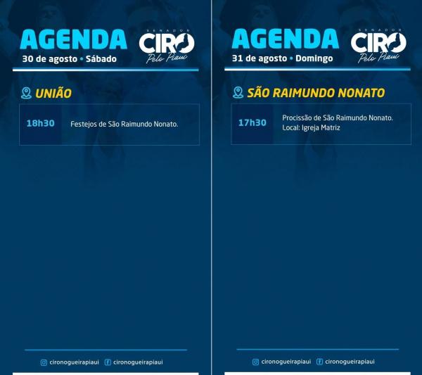 Agenda do senador Ciro Nogueira para cobertura jornalística(Imagem:Ascom)