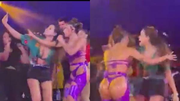 Anitta interrompe selfie e retira fã do palco durante show(Imagem:Reprodução)