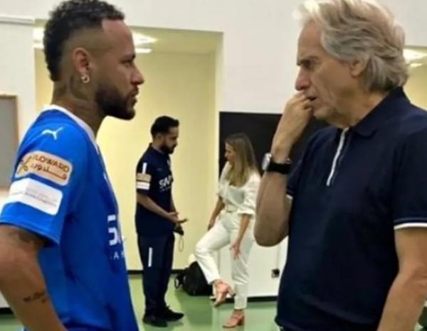 Neymar e Jorge Jesus ainda não tiveram nenhum atrito.(Imagem:Reprodução)