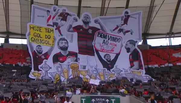 Mosaico para Gabigol em sua despedida do Flamengo.(Imagem:Reprodução / sportv)