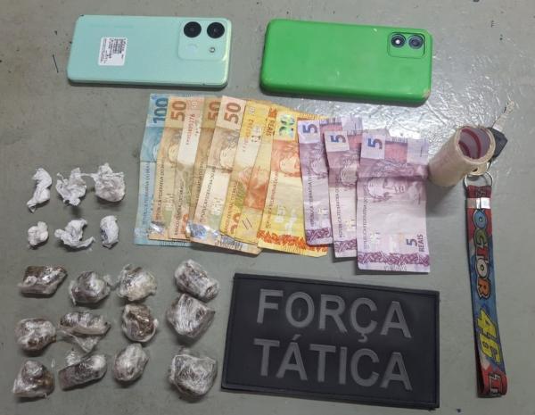 Força Tática prende suspeito de tráfico de drogas no bairro Irapuá I, em Floriano.(Imagem:Divulgação)