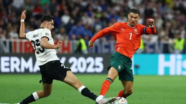 Cristiano Ronaldo em ação em Alemanha x Portugal.(Imagem:REUTERS/Kai Pfaffenbach)