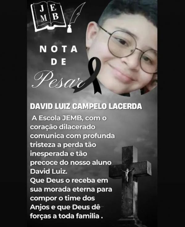 Nota de pesar - David Luiz Campelo Lacerda(Imagem: Divulgação/JEMB)