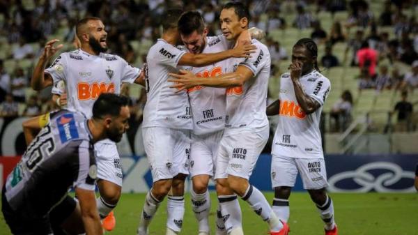 Jogadores do Atlético-MG comemoram gol sobre o Ceará.(Imagem:Pedro Souza/Clube Atlético Mineiro)