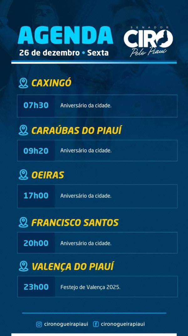 Senador Ciro Nogueira cumpre agenda nesta sexta-feira (26).(Imagem:Ascom)