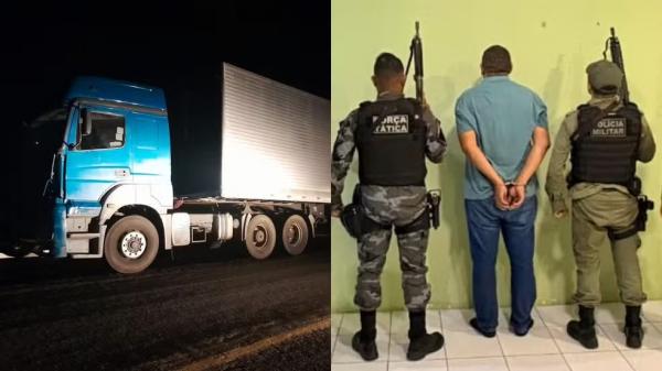 Suspeito de integrar quadrilha &eacute; preso com carreta roubada carregada de biscoitos no Piau&iacute;.(Imagem:Divulga&ccedil;&atilde;o/PMPI)