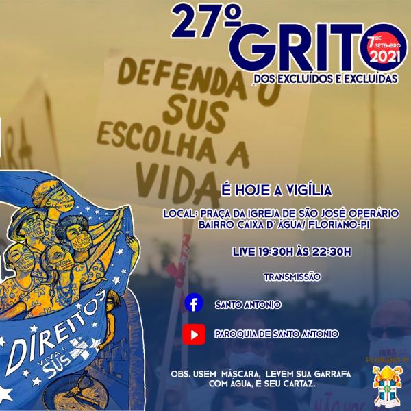 Vigília do Grito dos Excluídos será realizado nesta segunda (06)(Imagem:Divulgação)