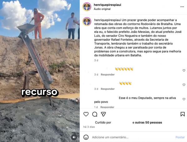 Henrique Pires reforça o trabalho do senador Ciro Nogueira no Rodoanel de Batalha(Imagem:Ascom )