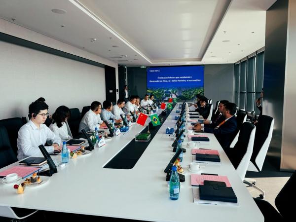 Rreunião com executivos da empresa TBEA em Xangai.(Imagem: Juliana Oliveira)
