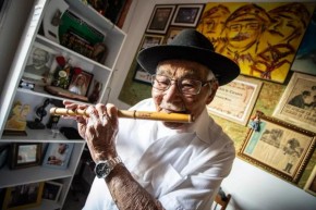 O mestre do pífano Sebastião Biano em 2019, quando festejou 100 anos de vida dedicada à música(Imagem:Fábio Tito)