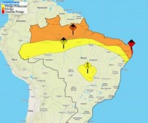 De acordo com o Inmet, o alerta laranja abrange 56 cidades do Centro-Norte e Norte piauiense. Estão previstas chuvas entre 30 e 60 milímetros/hora ou 50 e 100 milímetros/dia, além(Imagem:Reprodução)