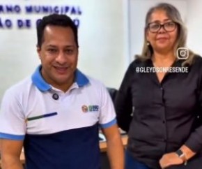 Prefeito Gleydson Resende e Edineuda Pereira, secretária municipal de Assistência Social.(Imagem:Reprodução)