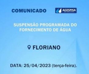 Suspensão programada do fornecimento de água em Floriano nesta terça-feira (25) para correção de vazamento de rede.(Imagem:Divulgação)