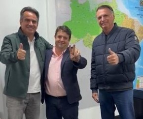 Ao lado de Ciro Nogueira, Jair Bolsonaro anuncia Thiago Junqueira como pré-candidato a senador(Imagem:Reprodução/Redes Sociais)