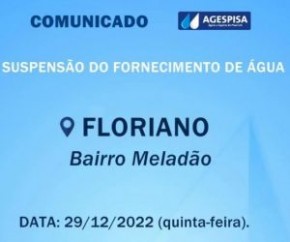 Agespisa comunica suspensão do fornecimento de água no bairro Meladão.(Imagem:Divulgação)
