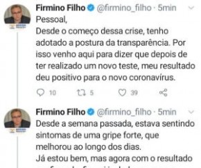 Prefeito Firmino Filho testa positivo para coronavírus(Imagem:Reprodução)