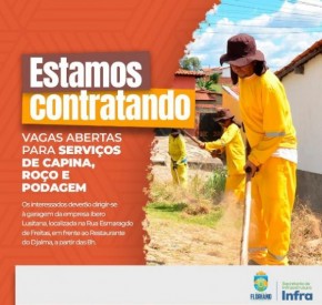 Prefeitura de Floriano abre vagas para serviços de capina, roço e podagem em áreas públicas(Imagem:Divulgação)