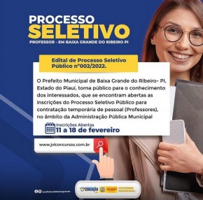 Prefeitura lança edital para contratação de professores em Baixa Grande do Ribeiro.(Imagem:Reprodução/Instagram)