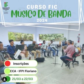 IFPI - Campus Floriano abre inscrições para o curso FIC Músico de Banda.(Imagem:Reprodução/Instagram)