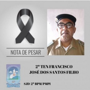 O 2º tenente da Polícia Militar do Piauí, Francisco José dos Santos Filho, morreu nesta quarta-feira (10) após complicações ocasionadas pela Covid-19. O militar estava internado no(Imagem:Reprodução)