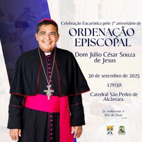 Diocese de Floriano celebra 7º aniversário de Ordenação Episcopal de Dom Júlio César.(Imagem:Reprodução/Instagram)