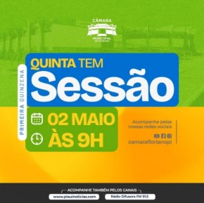 Câmara Municipal de Floriano anuncia sessão ordinária para a próxima quinta-feira, dia 02 de maio.(Imagem:Reprodução/Instagram)