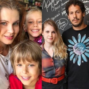 Carolinie Figueiredo com os filhos e com o ex-marido, Guga Coelho.(Imagem:Reprodução)