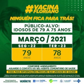 Floriano inicia vacinação de idosos de 79 a 75 anos.(Imagem:Secom)