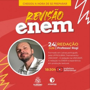 Prefeitura de Floriano ofertará revisão de redação online para o ENEM.(Imagem:Secom)