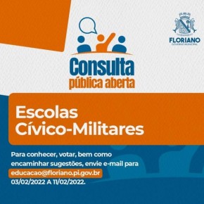 Floriano abre Consulta Pública para o Programa Nacional de Escolas Cívico-Militares.(Imagem:Secom)