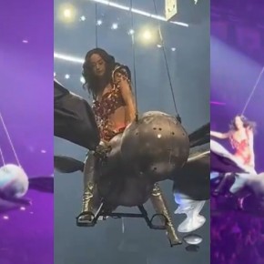 Katy Perry leva susto com falha em borboleta voadora durante show nos EUA(Imagem:Reprodução)