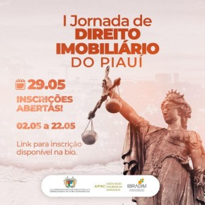 I Jornada do Direito Imobiliário acontecerá em Teresina(Imagem:Divulgação)